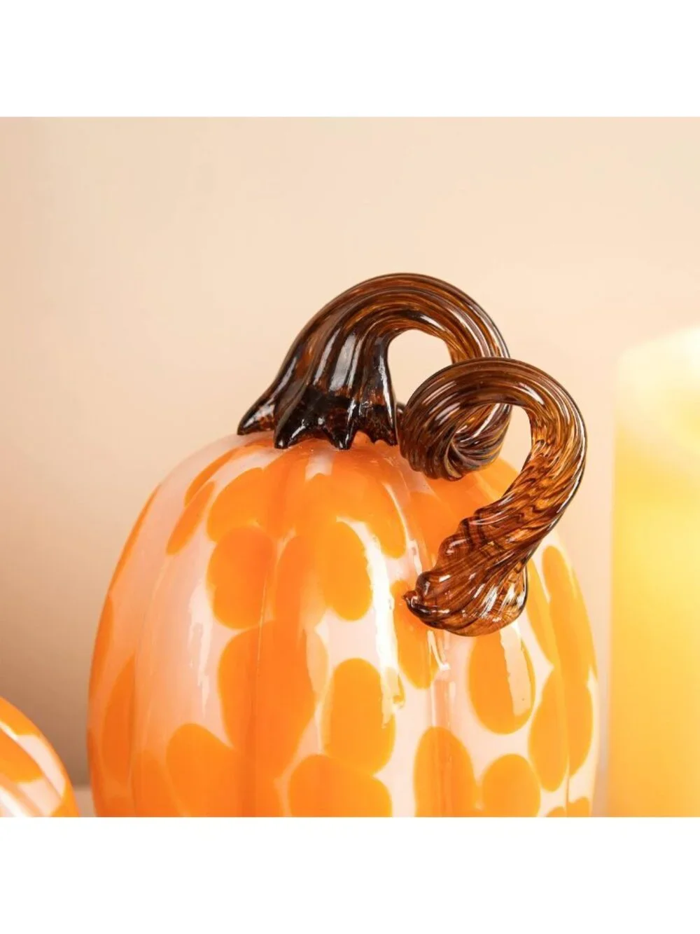 Hand Blown Glitter Glass Pumpkin Set of 3 | Fall Harvest Table Decor, Orange